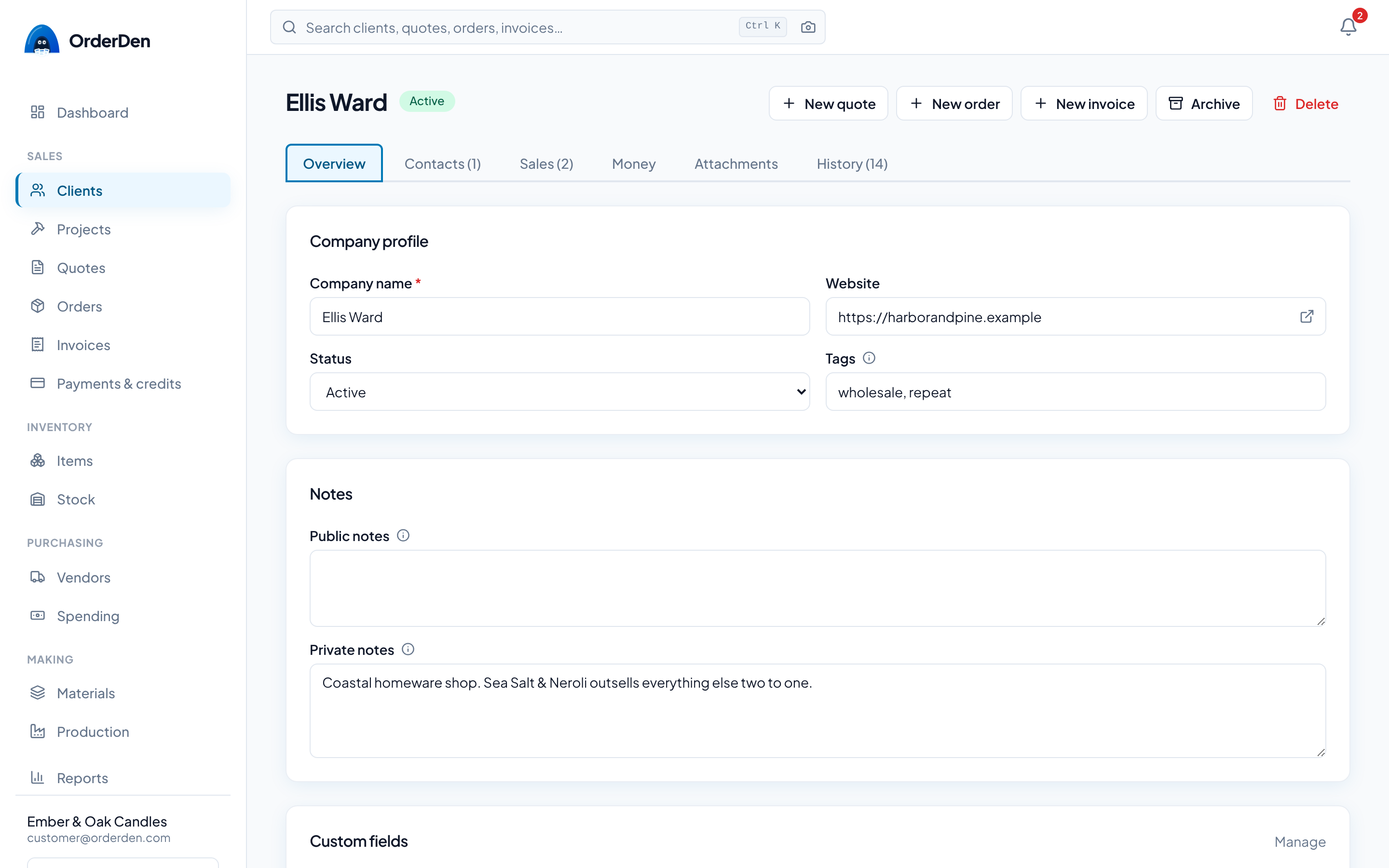A client page